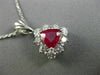 ESTATE LARGE 3.12CT DIAMOND & RUBY 18K WHITE GOLD TRILLION HALO FLOATING PENDANT