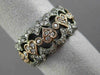 ESTATE WIDE .50CT DIAMOND 14KT WHITE & ROSE GOLD MILGRAIN MULTI HEART LOVE RING