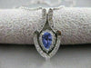 ESTATE DIAMOND TANZANITE 14K WHITE GOLD OPEN HANGING NECKLACE PENDANT #15563