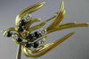 ESTATE 1.70CT DIAMOND & AAA SAPPHIRE 18KT YELLOW GOLD 3D BIRD BROOCH PIN #23874