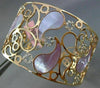 ESTATE LARGE .70CT DIAMOND 14KT ROSE GOLD MOTHER OF PEARL FLOWER BANGLE BRACELET
