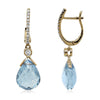 4.89CT DIAMOND & AAA AQUAMARINE 14KT YELLOW GOLD 3D PEAR SHAPE & ROUND EARRINGS