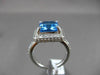 ESTATE LARGE 9.85CT DIAMOND & AAA BLUE TOPAZ 14KT WHITE GOLD 3D SQUARE HALO RING