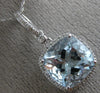 ESTATE LARGE 3.56CT DIAMOND & AAA AQUAMARINE 14K WHITE GOLD 3D SQUARE PENDANT