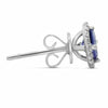 ESTATE 1.29CT DIAMOND & AAA TANZANITE 14KT WHITE GOLD 3D ROUND HALO STUD EARRING