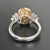 3.69CT DIAMOND & AAA EMERALD 18KT 2 TONE GOLD OVAL BEZEL 3 STONE ENGAGEMENT RING