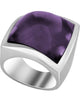 ESTATE EXTRA LARGE AAA AMETHYST 18KT WHITE GOLD CABOCHON SQUARE HANDCRAFTED RING