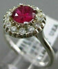 ESTATE 1.40CT DIAMOND & AAA RUBY 14KT WHITE GOLD 3D HALO CLASSIC ENGAGEMENT RING