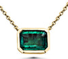 1.26CT AAA EMERALD 14KT YELLOW GOLD 3D EMERALD CUT SOLITAIRE BEZEL LOVE NECKLACE