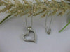 ESTATE 1CTW DIAMOND OPEN HANGING HEART 14K WHITE GOLD PENDANT + CHAIN
