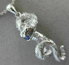 ESTATE LARGE .31CT DIAMOND & AAA SAPPHIRE 14KT WHITE GOLD SNAKE FLOATING PENDANT