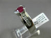 ESTATE WIDE 1.64CT DIAMOND & RUBY PLATINUM SEMI BEZEL SOLITAIRE ENGAGEMENT RING