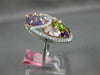 ESTATE LARGE 5.0CT DIAMOND & MULTI GEM 14KT WHITE & ROSE GOLD 3D CLUSTER RING