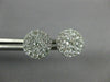 ESTATE LARGE 1.0CT DIAMOND 14KT WHITE GOLD SOLITAIRE HALO CLUSTER STUD EARRINGS