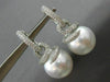 ESTATE LARGE 1.6CT DIAMOND & AAA SOUTH SEA PEARL 18K WHITE GOLD HANGING EARRINGS