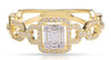 ESTATE .35CT DIAMOND 14KT YELLOW GOLD 3D ROUND & BAGUETTE CLUSTER INVISIBLE RING