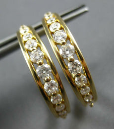 ESTATE 1.0CT DIAMOND 14KT YELLOW GOLD CLASSIC GRADUATING HOOP HANGING EARRINGS