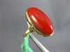ESTATE LARGE AAA CORAL 14KT YELLOW GOLD 3D OVAL CLASSIC FUN RING