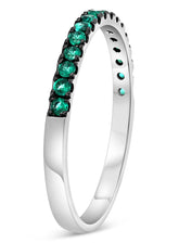 .21CT AAA EMERALD 14KT WHITE GOLD 3D ROUND CLASSIC SEMI ETERNITY FUN RING