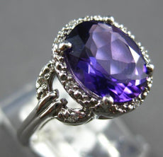 3.34CT DIAMOND & AAA AMETHYST 14KT WHITE GOLD OVAL & ROUND HALO FRIENDSHIP RING