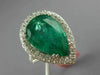ESTATE EXTRA LARGE 8.39CT DIAMOND & AAA EMERALD 18KT WHITE GOLD ENGAGEMENT RING