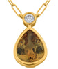 3.57CT DIAMOND & AAA YELLOW SAPPHIRE 18KT YELLOW GOLD 3D TEAR DROP LOVE NECKLACE