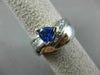 ESTATE WIDE 1.26CT DIAMOND & TRILLION TANZANITE 14KT 2 TONE GOLD SEMI BEZEL RING