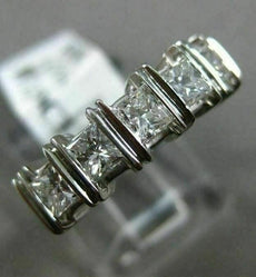 ESTATE WIDE 1.50CT DIAMOND 14KT WHITE GOLD 3D FIVE STONE ANNIVERSARY RING #1345