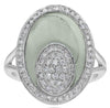 6.02CT DIAMOND & AAA GREEN AMETHYST 14K WHITE GOLD DOUBLE OVAL CLUSTER FUN RING