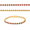 6.40CT DIAMOND & AAA RUBY 14K YELLOW GOLD ROUND CLASSIC ETERNITY TENNIS BRACELET