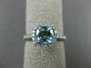 ESTATE .99CT DIAMOND & AAA AQUAMARINE 14KT WHITE GOLD SQUARE HALO ENGAGEMET RING