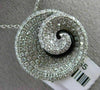 ESTATE LARGE 1.34CT DIAMOND & ONYX 18KT WHITE GOLD SWIRL SHELL FLOATING PENDANT
