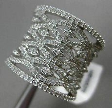 ESTATE WIDE 1.03CT DIAMOND 14KT WHITE GOLD MULTI ROW OPEN FILIGREE COCKTAIL RING