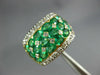 LARGE 9.66CT DIAMOND & AAA EMERALD 18KT 2 TONE GOLD ROUND & OVAL MULTI ROW RING