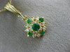 ESTATE .83CT DIAMOND & AAA EMERALD 14KT YELLOW GOLD 3D CLUSTER PENDANT #17629