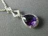 ESTATE 1.40CT DIAMOND & AAA AMETHYST 14KT WHITE GOLD TEAR DROP MILGRAIN PENDANT