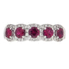 ESTATE WIDE 1.04CT DIAMOND & AAA RUBY 18KT WHITE GOLD 5 STONE ANNIVERSARY RING