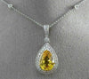 ESTATE 4.48CT DIAMOND & AAA YELLOW SAPPHIRE 14K WHITE GOLD PEAR SHAPE NECKLACE