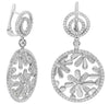 1.24CT DIAMOND 14KT WHITE GOLD MULTI FLOWER CIRCULAR LEVERBACK HANGING EARRINGS