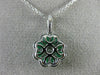 ESTATE 1.22CT DIAMOND & AAA EMERALD 18KT WHITE GOLD 3D FILIGREE FLOATING PENDANT