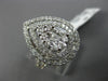 LARGE 18KT WHITE GOLD ENGAGEMENT RING. 3D CLUSTER PEAR SHAPE DOUBLE HALO DESIGN