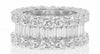 LARGE 9.97CT DIAMOND 18KT WHITE GOLD 3D ROUND & BAGUETTE 3 ROW ANNIVERSARY RING