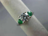 ESTATE 1.35CT DIAMOND & AAA EMERALD 14KT WHITE GOLD THREE STONE ENGAGEMENT RING