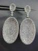 ESTATE LARGE 5.59CT DIAMOND 18KT WHITE GOLD 3D PAVE OVAL SHAPE HANGING EARRINGS