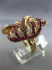 ESTATE EXTRA LARGE 3.63CT DIAMOND & AAA PINK RUBY 18K ROSE GOLD 3D FLOWER RING