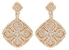 ESTATE 1.28CT DIAMOND 14K ROSE GOLD 3D FLOWER DOUBLE SQUARE FUN HANGING EARRINGS