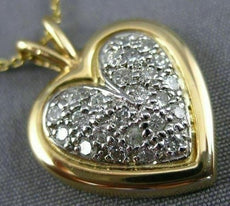 ANTIQUE .48CT DIAMOND 14KT WHITE & YELLOW GOLD CLASSIC PAVE HEART PENDANT #1744