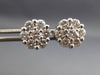 ESTATE LARGE 1.57CT ROUND DIAMOND 14KT WHITE GOLD FLOWER CLUSTER EARRINGS #22436