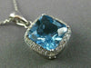 ESTATE LARGE 5.22CT DIAMOND & AAA BLUE TOPAZ 14KT WHITE GOLD HALO SQUARE PENDANT
