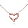 ESTATE .67CT ROUND CUT DIAMOND 14K ROSE GOLD 3D CLASSIC OPEN HEART LOVE NECKLACE